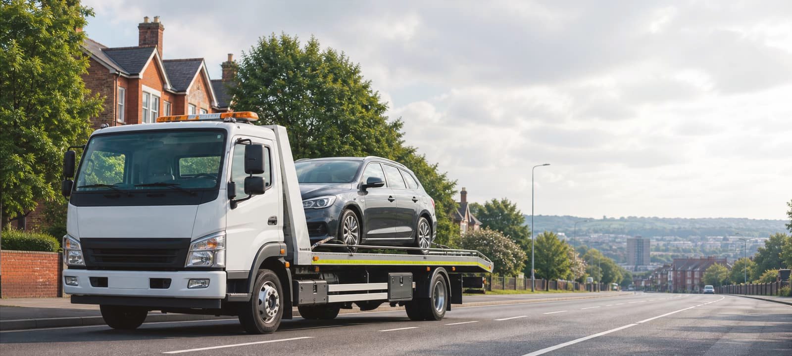 Car transporter collecting a vehicle after auction purchase