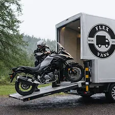 Motorbike being loaded for delivery