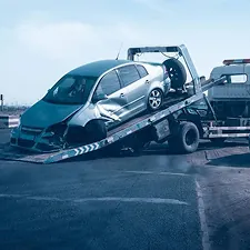Vehicle being recovered after a breakdown