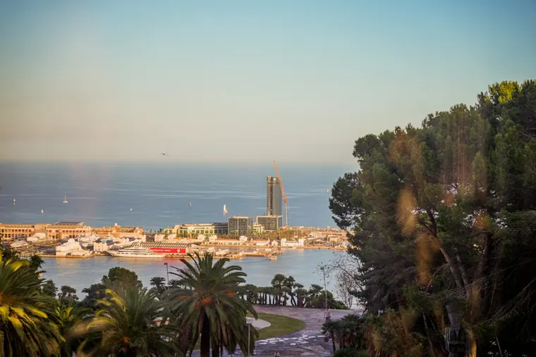 Barcelona port and Mediterranean coastline, Spain